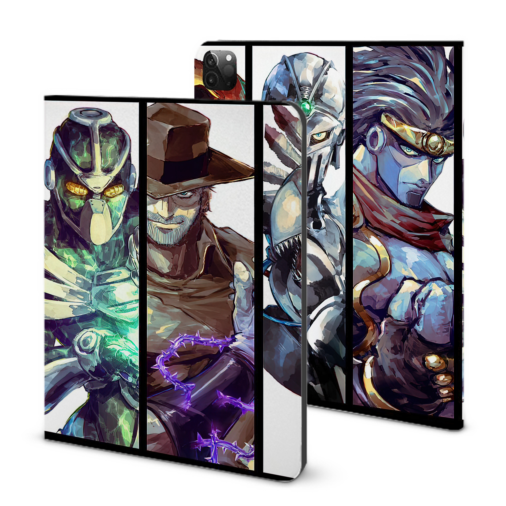 （画像用） ジョジョの奇妙な冒険 JoJo's Bizarre Adventure IPadケース ペンホルダー付き ブックスタイルデザイン